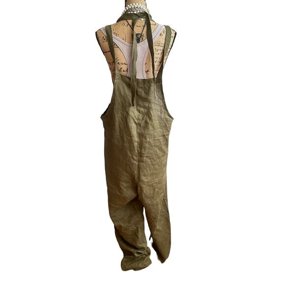 NEW - YUKI BUTTONS 100% Linen overalls women casual jumpsuit Loose pants boho - Picture 6 of 14